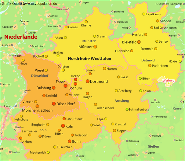 Nordrhein-Westfalen Städte die zuerst belegt werden!