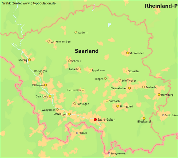 Saarland Städte die zuerst belegt werden!
