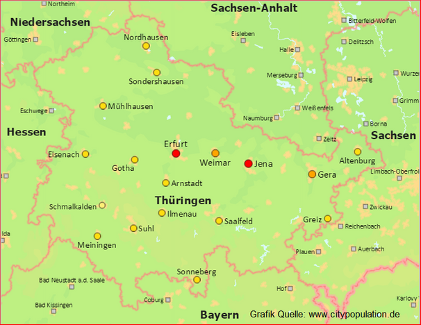 Thüringen Städte die zuerst belegt werden!